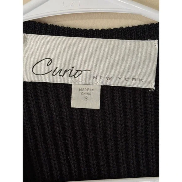 Curio New York Black Asymmetrical Zip Sleeveless Sweater Vest Faux Leather Sz S - Picture 6 of 12